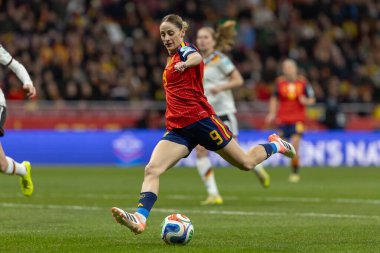 Madrid, İspanya - 2 Aralık 2025: İspanya ile Almanya arasındaki Kadınlar Milletler Ligi Finali, Madrid 'de oynandı. Maç boyunca İspanyol milli takımının oyuncuları.