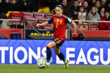 Madrid, İspanya - 2 Aralık 2025: İspanya ile Almanya arasındaki Kadınlar Milletler Ligi Finali, Madrid 'de oynandı. Maç boyunca İspanyol milli takımının oyuncuları.