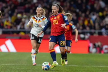 Madrid, İspanya - 2 Aralık 2025: İspanya ile Almanya arasındaki Kadınlar Milletler Ligi Finali, Madrid 'de oynandı. Maç boyunca İspanyol milli takımının oyuncuları.