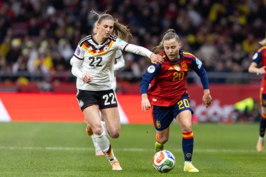 Madrid, İspanya - 2 Aralık 2025: İspanya ile Almanya arasındaki Kadınlar Milletler Ligi Finali, Madrid 'de oynandı. Maç boyunca Alman milli takımının oyuncuları.