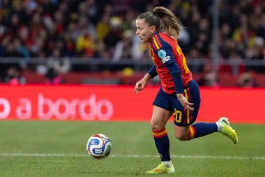 Madrid, İspanya - 2 Aralık 2025: İspanya ile Almanya arasındaki Kadınlar Milletler Ligi Finali, Madrid 'de oynandı. Maç boyunca İspanyol milli takımının oyuncuları.