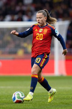 Madrid, İspanya - 2 Aralık 2025: İspanya ile Almanya arasındaki Kadınlar Milletler Ligi Finali, Madrid 'de oynandı. Maç boyunca İspanyol milli takımının oyuncuları.