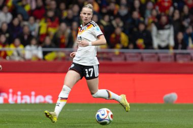 Madrid, İspanya - 2 Aralık 2025: İspanya ile Almanya arasındaki Kadınlar Milletler Ligi Finali, Madrid 'de oynandı. Maç boyunca Alman milli takımının oyuncuları.