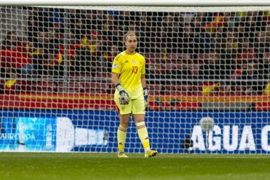 Madrid, İspanya - 2 Aralık 2025: İspanya ile Almanya arasındaki Kadınlar Milletler Ligi Finali, Madrid 'de oynandı. Maç boyunca İspanyol milli takımının oyuncuları.