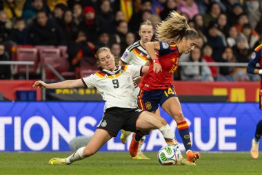 Madrid, İspanya - 2 Aralık 2025: İspanya ile Almanya arasındaki Kadınlar Milletler Ligi Finali, Madrid 'de oynandı. Maç boyunca Alman milli takımının oyuncuları.