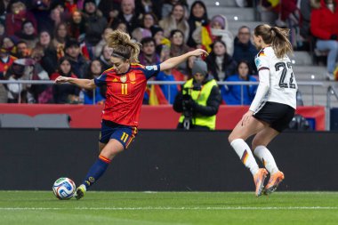 Madrid, İspanya - 2 Aralık 2025: İspanya ile Almanya arasındaki Kadınlar Milletler Ligi Finali, Madrid 'de oynandı. Maç boyunca İspanyol milli takımının oyuncuları.