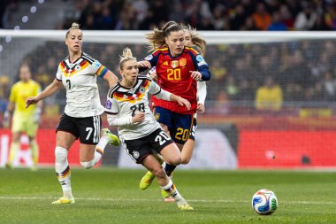 Madrid, İspanya - 2 Aralık 2025: İspanya ile Almanya arasındaki Kadınlar Milletler Ligi Finali, Madrid 'de oynandı. Maç boyunca Alman milli takımının oyuncuları.