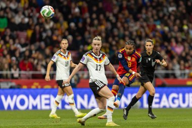 Madrid, İspanya - 2 Aralık 2025: İspanya ile Almanya arasındaki Kadınlar Milletler Ligi Finali, Madrid 'de oynandı. Maç boyunca Alman milli takımının oyuncuları.