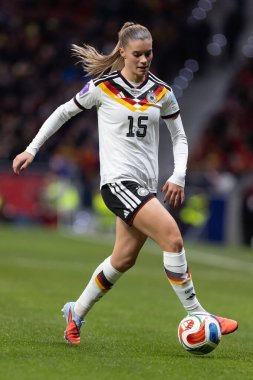 Madrid, İspanya - 2 Aralık 2025: İspanya ile Almanya arasındaki Kadınlar Milletler Ligi Finali, Madrid 'de oynandı. Maç boyunca Alman milli takımının oyuncuları.