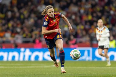 Madrid, İspanya - 2 Aralık 2025: İspanya ile Almanya arasındaki Kadınlar Milletler Ligi Finali, Madrid 'de oynandı. Maç boyunca İspanyol milli takımının oyuncuları.