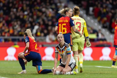 Madrid, İspanya - 2 Aralık 2025: İspanya ile Almanya arasındaki Kadınlar Milletler Ligi Finali, Madrid 'de oynandı. Maç boyunca Alman milli takımının oyuncuları.