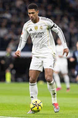 Madrid, Spain - December 7, 2025: La Liga match between Real Madrid and Celta Vigo played at the Santiago Bernabu Stadium in Madrid. Real Madrid players with the ball. Professional league. EA SPORTS