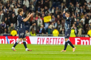 Madrid, İspanya - 7 Aralık 2025: Real Madrid ile Celta Vigo arasındaki La Liga maçı Madrid 'deki Bernabu Stadyumu' nda oynandı. Celta Vigo oyuncuları. Profesyonel lig. EA Spor