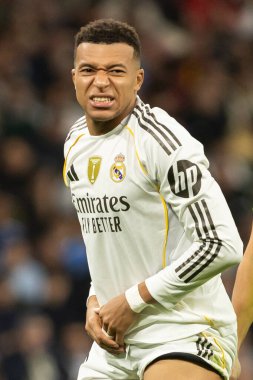 Madrid, Spain - December 7, 2025: La Liga match between Real Madrid and Celta Vigo played at the Santiago Bernabu Stadium in Madrid. Real Madrid players with the ball. Professional league. EA SPORTS