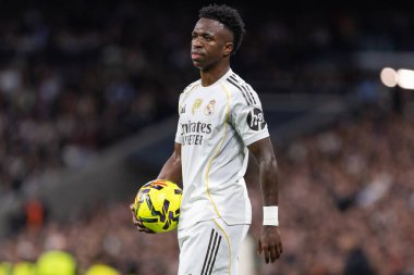 Madrid, Spain - December 7, 2025: La Liga match between Real Madrid and Celta Vigo played at the Santiago Bernabu Stadium in Madrid. Real Madrid players with the ball. Professional league. EA SPORTS