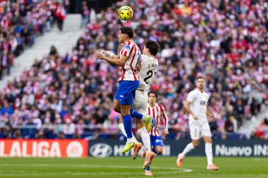 Madrid, İspanya - 13 Aralık 2025: Madrid 'de Atletico Madrid ile Valencia CF arasında oynanan lig maçı. Maç sırasında Atletico Madrid oyuncuları. EA Spor Ligi.