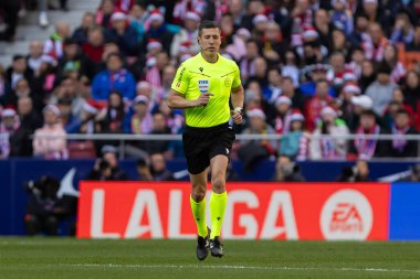 Madrid, İspanya - 13 Aralık 2025: Madrid 'de Atletico Madrid ile Valencia CF arasında oynanan lig maçı. Maç sırasında Atletico Madrid oyuncuları. EA Spor Ligi.