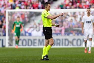 Madrid, İspanya - 13 Aralık 2025: Madrid 'de Atletico Madrid ile Valencia CF arasında oynanan lig maçı. Maç sırasında Atletico Madrid oyuncuları. EA Spor Ligi.