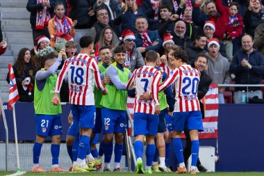 Madrid, Spain - December 13, 2025: League match between Atletico Madrid and Valencia CF played in Madrid. Atletico Madrid players during the match. EA Sports League.