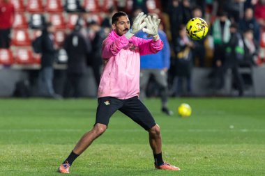 Madrid, İspanya - 15 Aralık 2025: Rayo Vallecano ile Real Betis Balompie arasındaki lig maçı Vallecas 'ta oynandı. Maç sırasında Betis oyuncuları. EA Spor Ligi 2025.