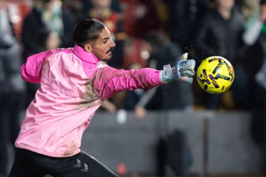 Madrid, İspanya - 15 Aralık 2025: Rayo Vallecano ile Real Betis Balompi arasındaki lig maçı Vallecas 'ta oynandı. Maç sırasında Betis oyuncuları. EA Spor Ligi 2025.