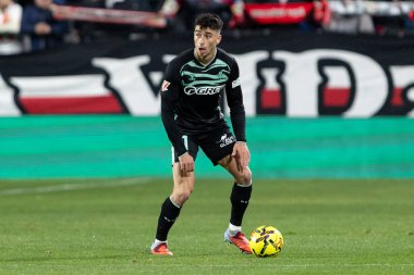 Madrid, İspanya - 15 Aralık 2025: Rayo Vallecano ile Real Betis Balompi arasındaki lig maçı Vallecas 'ta oynandı. Maç sırasında Betis oyuncuları. EA Spor Ligi 2025.