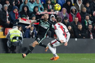 Madrid, İspanya - 15 Aralık 2025: Rayo Vallecano ile Real Betis Balompi arasındaki lig maçı Vallecas 'ta oynandı. Maç sırasında Betis oyuncuları. EA Spor Ligi 2025.