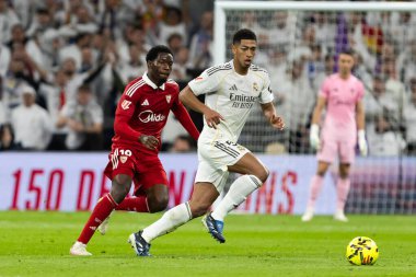 Madrid, İspanya - 20 Aralık 2025: Real Madrid ile Sevilla FC arasındaki lig maçı Madrid 'de oynandı. Maç sırasında Real Madrid oyuncuları. EA Spor Ligi 2025.