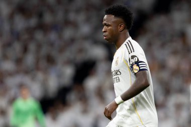 Madrid, İspanya - 20 Aralık 2025: Real Madrid ile Sevilla FC arasındaki lig maçı Madrid 'de oynandı. Maç sırasında Real Madrid oyuncuları. EA Spor Ligi 2025.