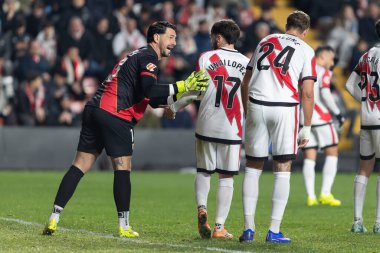 Madrid, İspanya - 2 Ocak 2026: Rayo Vallecano ile Getafe FC arasındaki lig maçı Vallecas 'ta oynandı. Madrid Derbisi. Futbolcular. EA Spor Ligi.