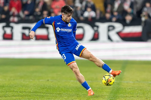 Madrid, İspanya - 2 Ocak 2026: Rayo Vallecano ile Getafe FC arasındaki lig maçı Vallecas 'ta oynandı. Madrid Derbisi. Futbolcular. EA Spor Ligi.