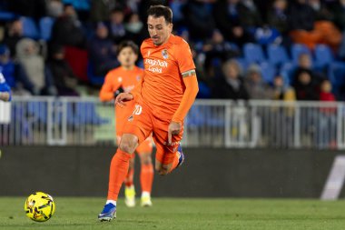 Madrid, İspanya - 9 Ocak 2026: Getafe CF ile Real Sociedad arasındaki lig maçı Madrid 'de oynandı. Maç sırasında gerçek Sociedad oyuncuları. EA Spor Ligi 2026. İspanyol futbolu.