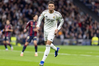 Madrid, İspanya - 17 Ocak 2026: Real Madrid ile Levante FC arasındaki lig maçı Santiago Bernabeu 'da oynandı. Maç sırasında Real Madrid oyuncuları.