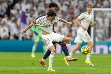 Madrid, İspanya - 17 Ocak 2026: Real Madrid ile Levante FC arasındaki lig maçı Santiago Bernabeu 'da oynandı. Maç sırasında Real Madrid oyuncuları.