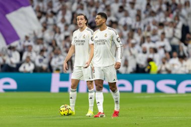 Madrid, İspanya - 17 Ocak 2026: Real Madrid ile Levante FC arasındaki lig maçı Santiago Bernabeu 'da oynandı. Maç sırasında Real Madrid oyuncuları.
