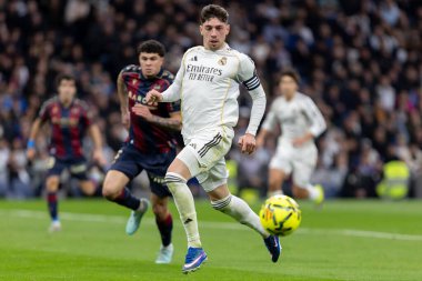Madrid, İspanya - 17 Ocak 2026: Real Madrid ile Levante FC arasındaki lig maçı Santiago Bernabeu 'da oynandı. Maç sırasında Real Madrid oyuncuları.