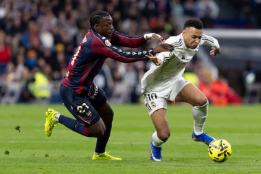 Madrid, İspanya - 17 Ocak 2026: Real Madrid ile Levante FC arasındaki lig maçı Santiago Bernabeu 'da oynandı. Maç sırasında Real Madrid oyuncuları.