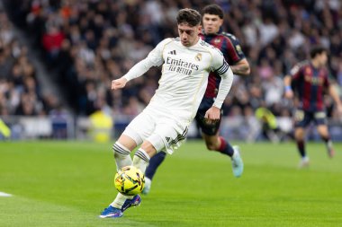 Madrid, İspanya - 17 Ocak 2026: Real Madrid ile Levante FC arasındaki lig maçı Santiago Bernabeu 'da oynandı. Maç sırasında Real Madrid oyuncuları.