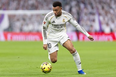 Madrid, İspanya - 17 Ocak 2026: Real Madrid ile Levante FC arasındaki lig maçı Santiago Bernabeu 'da oynandı. Maç sırasında Real Madrid oyuncuları.