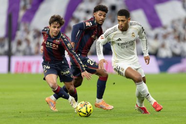 Madrid, İspanya - 17 Ocak 2026: Real Madrid ile Levante FC arasındaki lig maçı Santiago Bernabeu 'da oynandı. Maç sırasında Real Madrid oyuncuları.