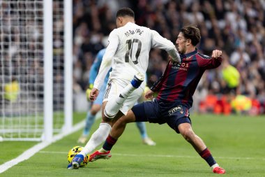 Madrid, İspanya - 17 Ocak 2026: Real Madrid ile Levante FC arasındaki lig maçı Santiago Bernabeu 'da oynandı. Maç sırasında Real Madrid oyuncuları.