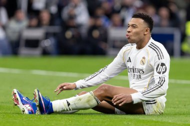 Madrid, İspanya - 17 Ocak 2026: Real Madrid ile Levante FC arasındaki lig maçı Santiago Bernabeu 'da oynandı. Maç sırasında Real Madrid oyuncuları.