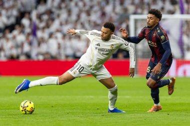 Madrid, İspanya - 17 Ocak 2026: Real Madrid ile Levante FC arasındaki lig maçı Santiago Bernabeu 'da oynandı. Maç sırasında Real Madrid oyuncuları.