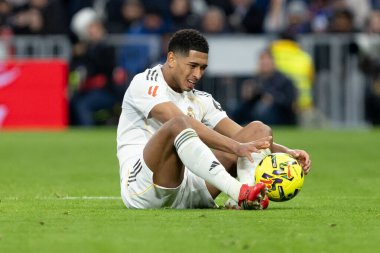 Madrid, İspanya - 17 Ocak 2026: Real Madrid ile Levante FC arasındaki lig maçı Santiago Bernabeu 'da oynandı. Maç sırasında Real Madrid oyuncuları.