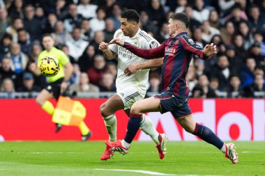 Madrid, İspanya - 17 Ocak 2026: Real Madrid ile Levante FC arasındaki lig maçı Santiago Bernabeu 'da oynandı. Maç sırasında Real Madrid oyuncuları.