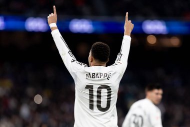 Madrid, İspanya - 17 Ocak 2026: Real Madrid ile Levante FC arasındaki lig maçı Santiago Bernabeu 'da oynandı. Maç sırasında Real Madrid oyuncuları.