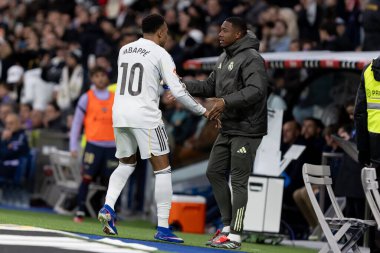 Madrid, İspanya - 17 Ocak 2026: Real Madrid ile Levante FC arasındaki lig maçı Santiago Bernabeu 'da oynandı. Maç sırasında Real Madrid oyuncuları.