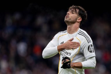 Madrid, İspanya - 17 Ocak 2026: Real Madrid ile Levante FC arasındaki lig maçı Santiago Bernabeu 'da oynandı. Maç sırasında Real Madrid oyuncuları.
