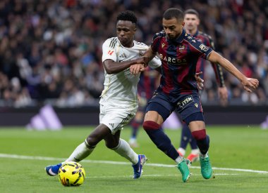 Madrid, İspanya - 17 Ocak 2026: Real Madrid ile Levante FC arasındaki lig maçı Santiago Bernabeu 'da oynandı. Maç sırasında Real Madrid oyuncuları.
