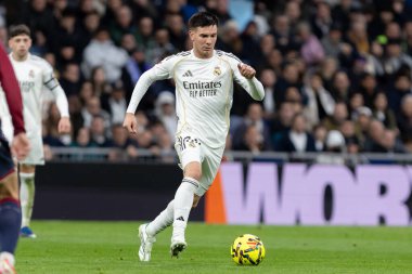 Madrid, İspanya - 17 Ocak 2026: Real Madrid ile Levante FC arasındaki lig maçı Santiago Bernabeu 'da oynandı. Maç sırasında Real Madrid oyuncuları.